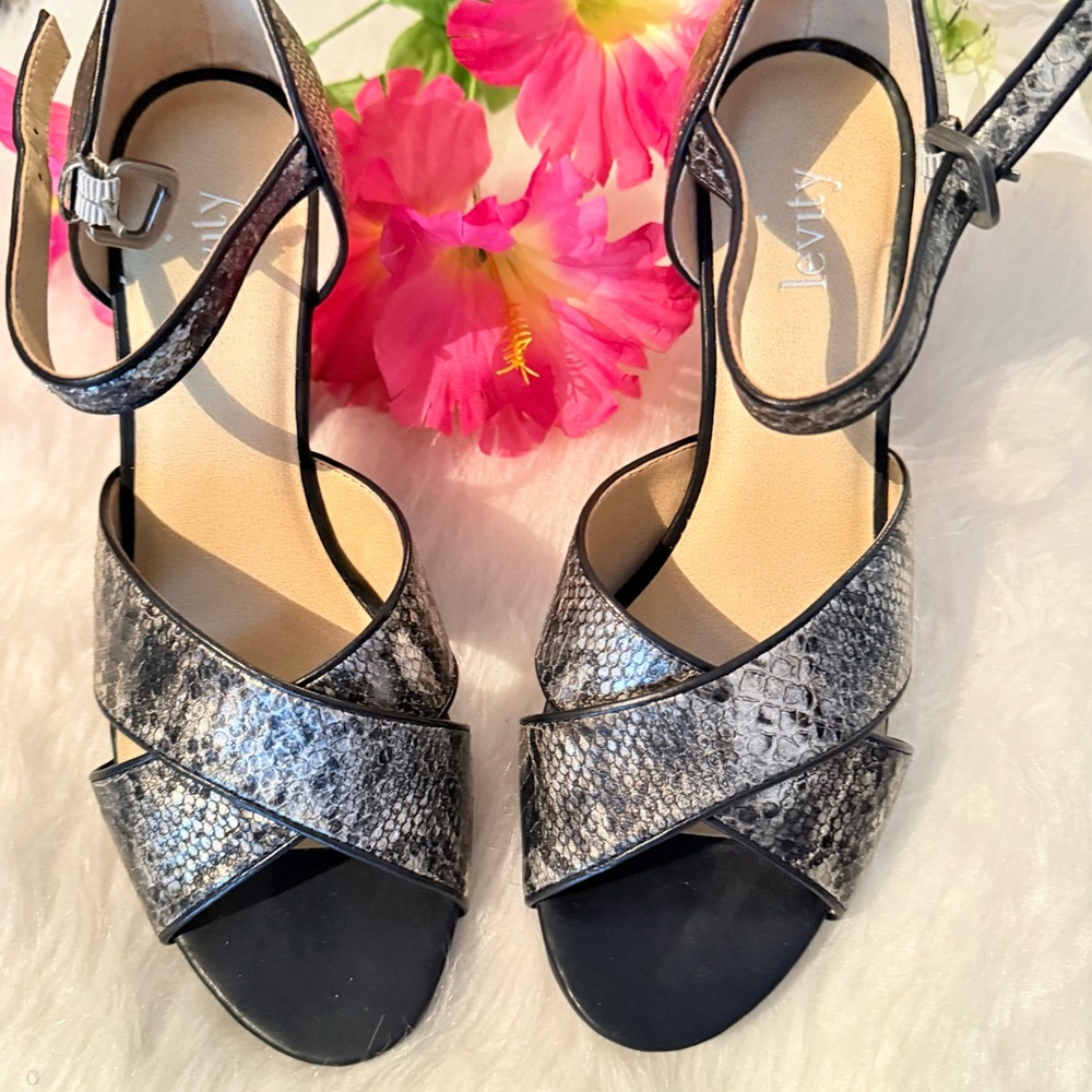Levity Black and Gray Snakeskin Heels - Picture 11 of 16